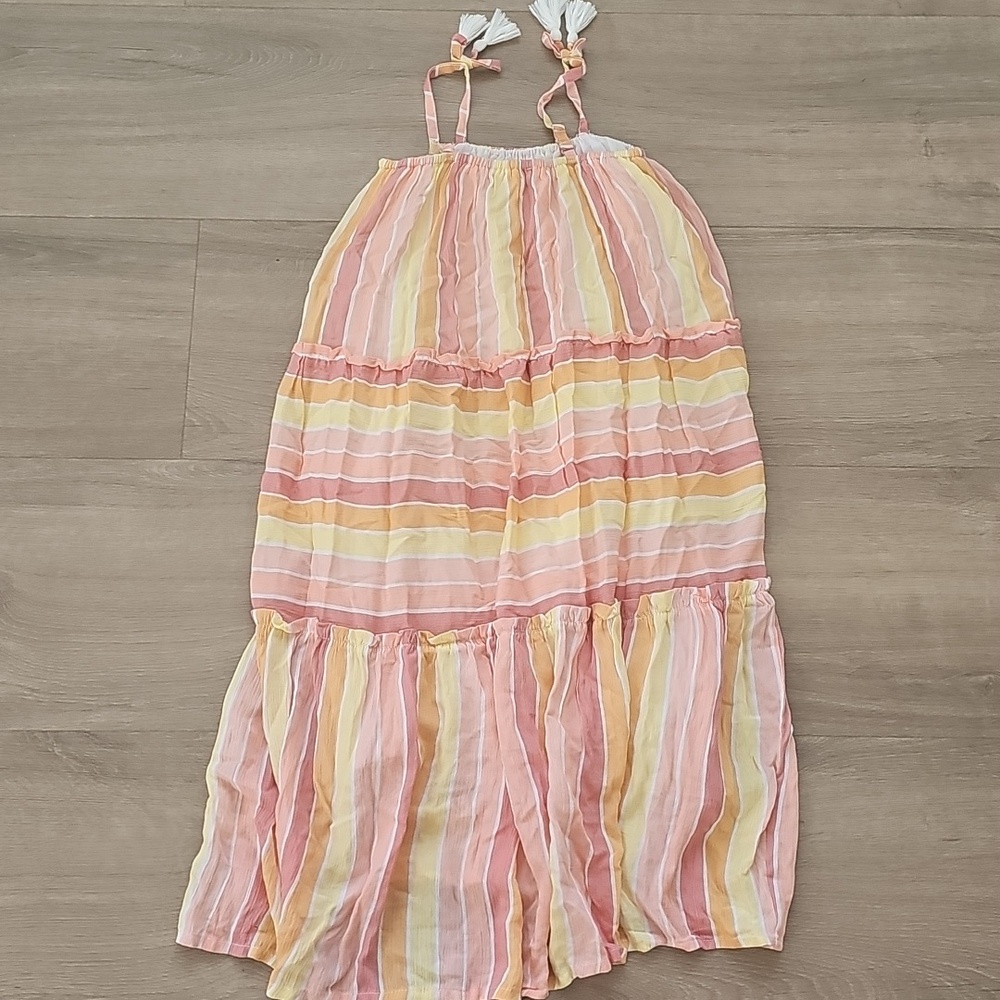 Jessica Simpson Pink and Yellow Striped Kids Dress Size 8 - Picture 4 of 6